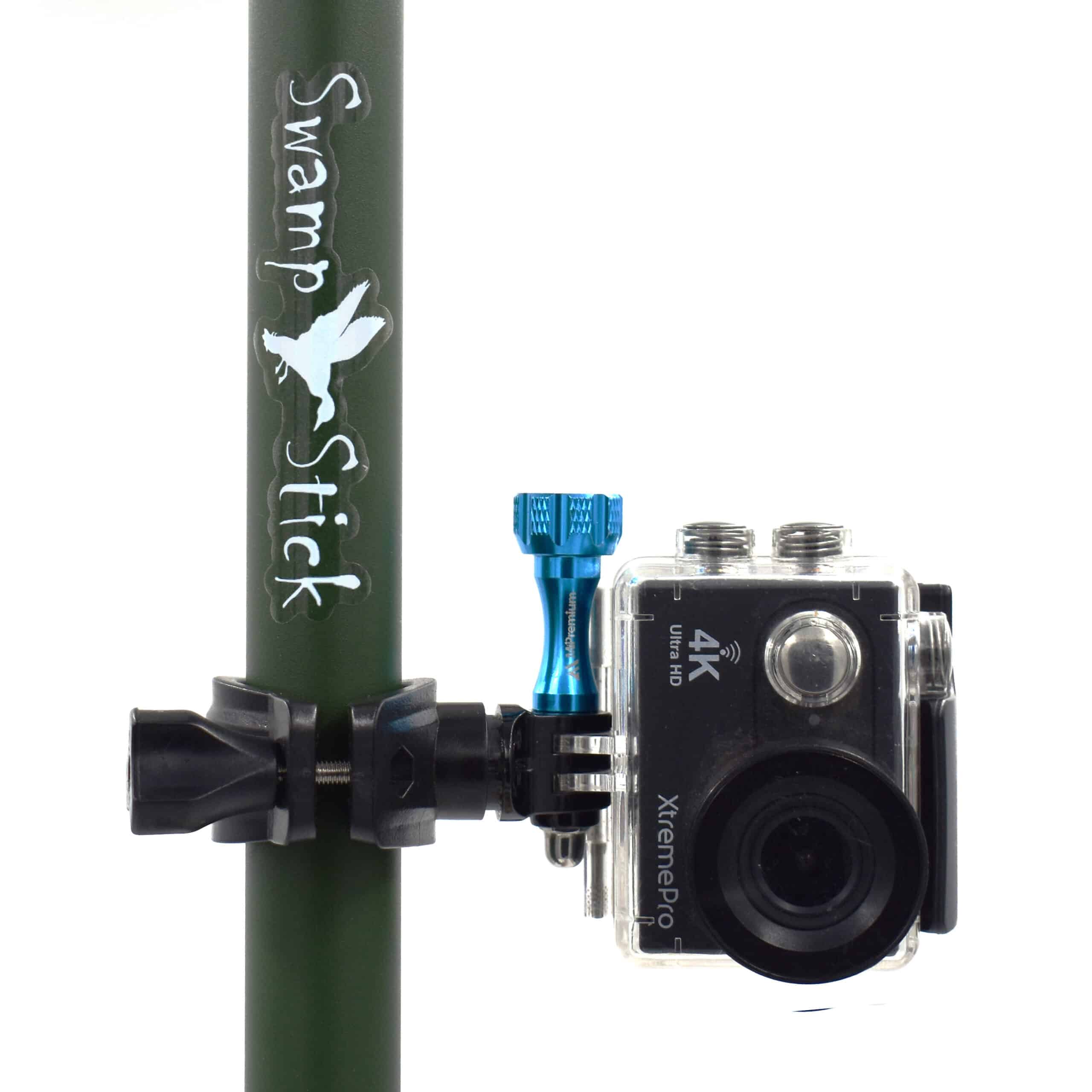 GoPro/Camera MiPremium mounting system with camera mounted to the Swamp Stick